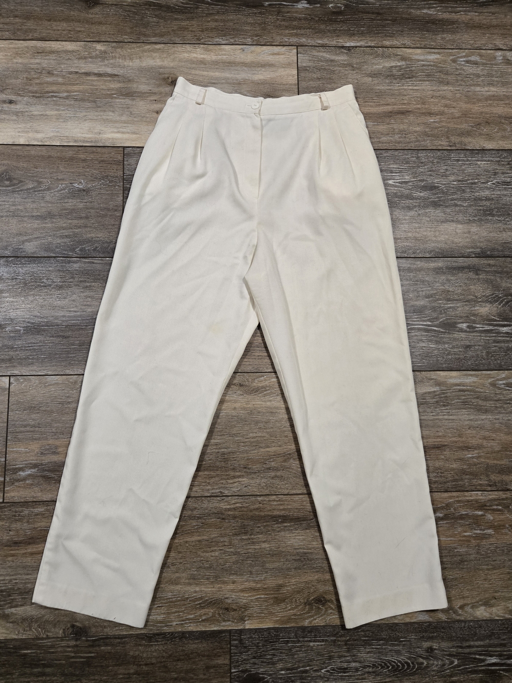 Vintage Liz Claiborne 100% Wool Cream Pleated Dress Pants
